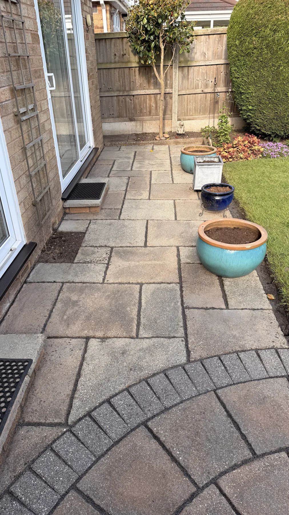 Patio paving after cleaning